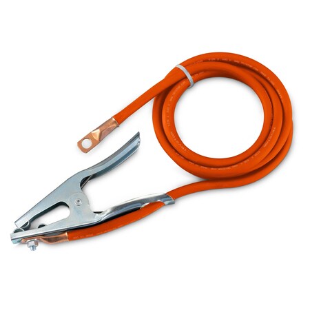 Trystar Premium Welding Cable 2/0 Orange 10 FT Black Male 2MPC / 300A Steel Ground Clamp TSWC20OR10-BKM-SGC3